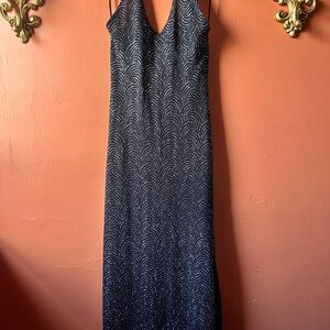 Vintage black and silver glitter disco dress